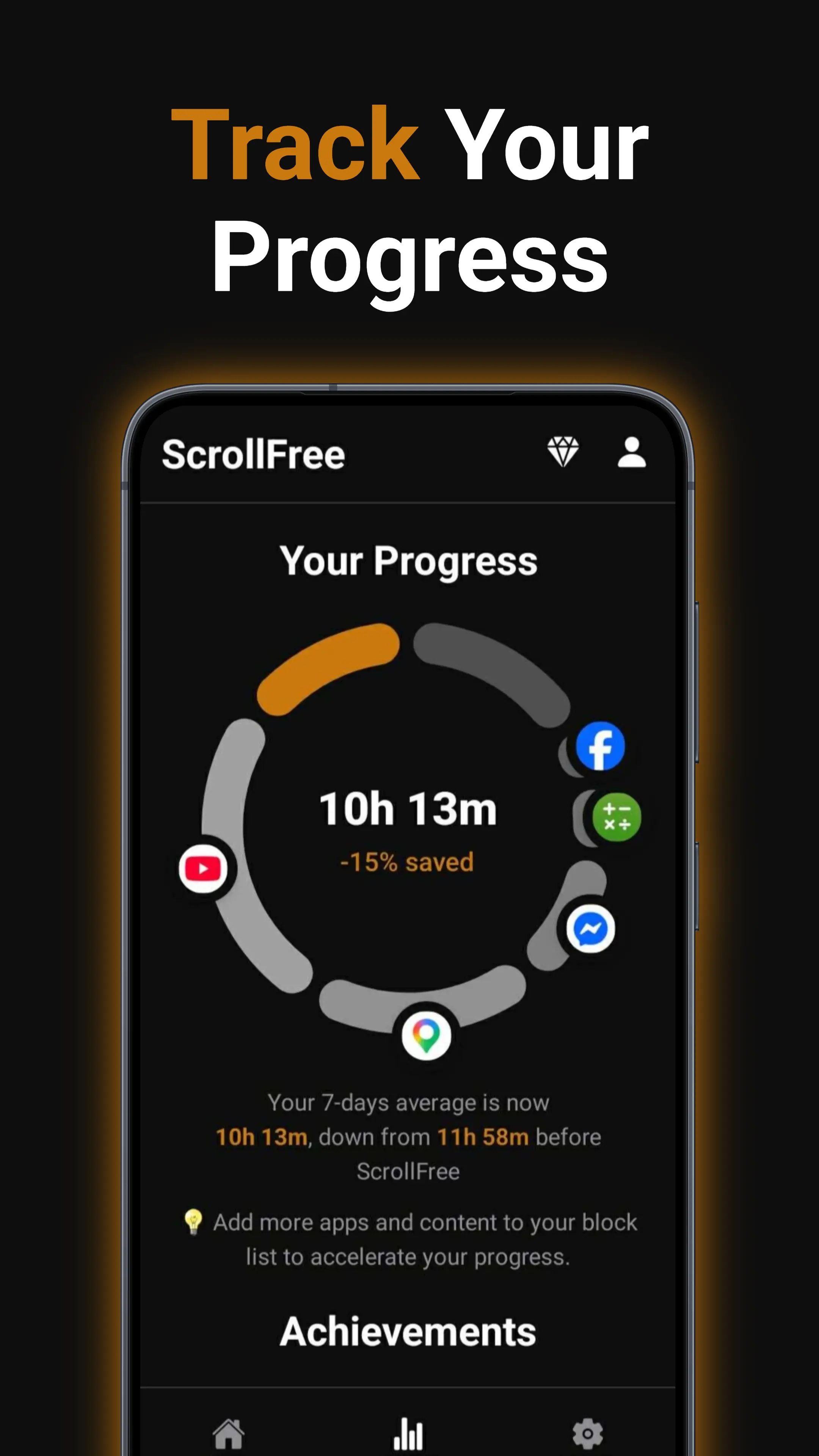 ScrollFree app blocking screen for TikTok and other distracting apps on Android
